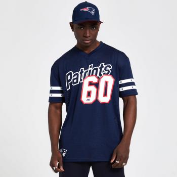 New England Patriots Stripe Sleeve Oversized T-Shirt aus Netzstoff in marineblau